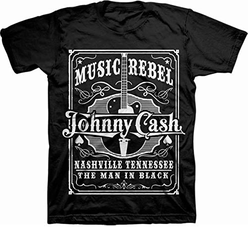 Rockoff Trade Men's Johnny Cash Music Rebel T - Shirt, Black (Black Black), Small