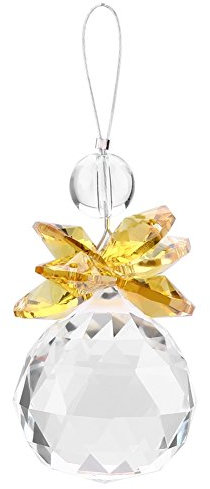 Kristall Kugel Anhänger Sonnenfänger Klar K9 Crystal für Hochzeit Party Kronleuchter Fenster Dekoration(Gelb)