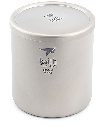 Keith 220 ml / 600 ml Titan Becher Saugnapf Doppelwandig Ultraleicht Titan Becher Tassen Leichte Tragbare Camping Wandern (Ti3307-600ml)