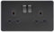 Knightsbridge 13A 2G DP switched socket - matt black with black insert, SFR9000MBB