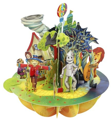 Santoro Pirouette, 3D-Pop-Up-Grußkarte – Zauberer von OZ, WICKED Geburtstagsgeschenke für Sie, Ihn, Tochter, Sohn (gelb, beige, braun)