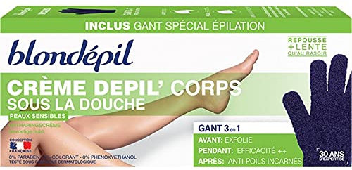 BLONDEPIL - Crema depilatoria + guante exfoliante - Cuerpo - pieles sensibles - 200 ml