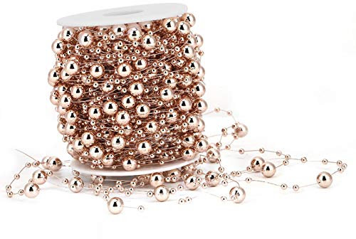 Taidda- Rose Gold Pearl Beads Chain, Decorative 30m Shiny Beaded Garlands, Imitation for Christmas Valentine's Day