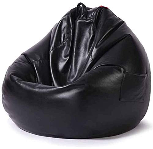 DTLEO Klassischer Sitzsack aus Kunstleder, Naturleder, für den Innen- und Außenbereich, für Wohnzimmer, Schlafzimmer, Garten (ohne Füllung),Schwarz,XL