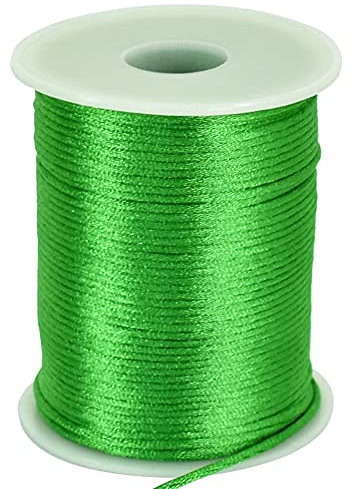 TONIFUL 2mm x 110 Yards Green Nylon Cord Satin String for Bracelet Jewelry Making Rattail Macrame Trim Cord Necklace Bulk Beading Thread Kumihimo Chinese Knot Craft