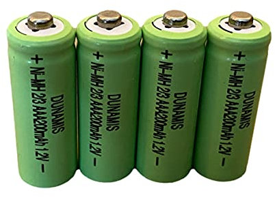 Dunamis Lot de 4 Piles 2/3 AAA, également 2/3AAA Rechargeables 1,2 V NiMH 200 mAh – Convient pour Les Lampes solaires de Jardin extérieur