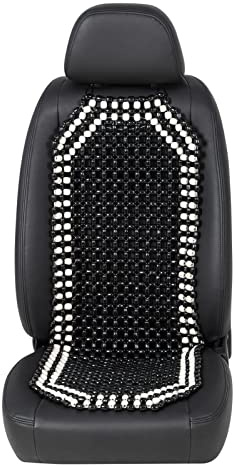 Road Comforts Wood Beaded Seat Cover Back Massage Cushion for Stress Free - Keeps Back from Getting Sweaty While Driving 1PC (Black)
