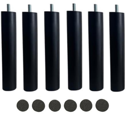 Mobiliarioclichi Lot de 6 pieds pour sommiers et bases tapissées 20 cm Noir