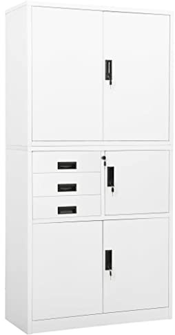 vidaXL Büroschrank Aktenschrank Metallschrank Stahlschrank Lagerschrank Aufbewahrungsschrank Schrank Büromöbel Weiß 90x40x180cm Stahl