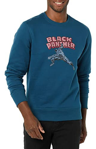 Amazon Essentials Disney | Marvel | Star Wars Felpa Girocollo in Pile Uomo, Marvel Pantera Nera, M