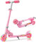 TENBOOM Trottinette pour enfants de 6 à 12 ans, pliage facile avec guidon réglable et frein arrière, trottinette lumineuse pour filles et garçons, rose