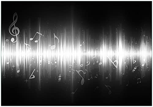 Wallario Vliestapete Fototapete Noten der Musik in schwarz und weiß - Wandtapete Größe: 200 x 140 cm