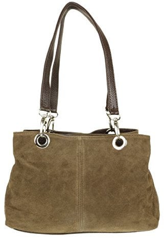 Girly Handbags Italienische Umhängetasche aus Wildleder (Khaki)