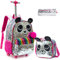 Egchescebo Sac à Dos a Roulette Pour Enfant Fille D'école Panda Scolaires Cartables et Trousses Grande Capacité avec Cartable Ecole Primaire Chariot pour Cartable de Voyage Valise 17” Rouge Argenté