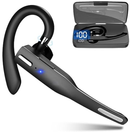 Auricolare Bluetooth, Auricolare Vivavoce Wireless Bluetooth 5.1 con Microfono, Auricolare Wireless a Orecchio Singolo Girevole per Guidare L'Ufficio Aziendale, Controllo One Touch(Cuffie Standard)