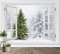 LB Wandteppich Weihnachtsbaum Wandtuch Kiefer im Schneewald Wandbehang Winterlandschaft vor dem Fenster Tapisserie für Wohnzimmer Schlafzimmer Wohnheim Wanddeko,235x180cm