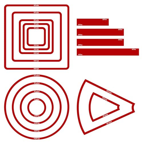 Sintuff 15 Stück Zauberspruch AOE Schadensvorlage, rot, durchscheinendes Acryl, Wirkungsbereich, Zauberschreibvorlagen-Set, enthält 5 Würfel, 4 Kreise, 2 Kegel, Tisch-RPG-Gaming-Zubehör, Werkzeuge