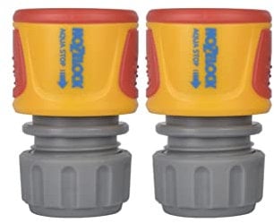 2 x Hozelock Aqua Stop Connector 2075 Quick & Easy Connect