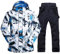 ALSOGO Herren Ski Jacke und Hosen Set Ski Anzug Winter Wasserdicht Winddicht Kapuze Schneemantel 2-Stücke Snowboard Sets 336-bl-Black M