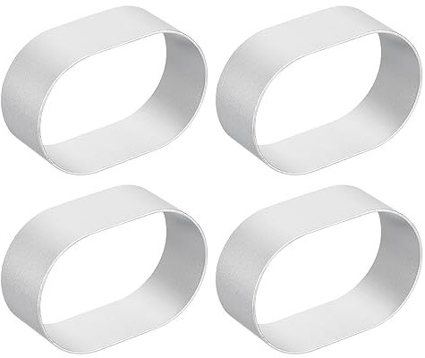 sourcing map 4pcs Metal Cookie Cutters Set, Aluminum Alloy Oval Shaped Cookie Cutter Metal Cookie for Making Cake Fondant Biscuit, Silver
