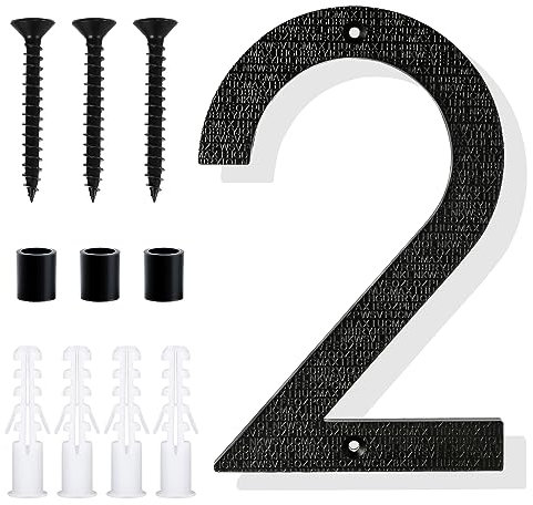 Floating House Numbers, 8 Inch Large Black Door Numbers Easy Mount Address Numbers Modern House Numbers for Address Mailbox House Outside (Number 2)