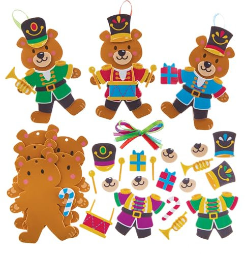 Baker Ross FX798 Kit de décoration de l'ours soldat Casse-Noisette - paquet de 8, décoration de Noël pour les enfants