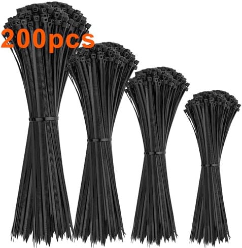 200 Pezzi Fascette Plastica,100/150/200/300 mm Fascette Elettricista,Fascette Plastica Lunghe Resistenza Alla Trazione 22 kg per Cable Management