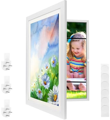 Bilderrahmen Kinderzeichnungen A3 Set, 34X46cm A3 Frontöffnung Bilderrahmen Aufklappbar, A3 Kunstfoto Rahmen Kinder Kunst Bilderrahmen für Kinderzeichnungen, Schule, Kunstprojekte, Büro, Zuhause(A3-2)