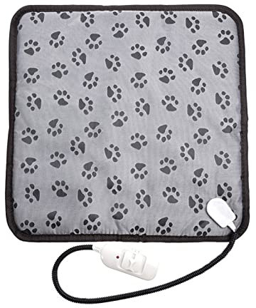 Haustier Heizkissen, 45x45cm Sichere Wasserdichte Hundematte mit 3 Temperaturstufen, Elektrische Heizkissen für Hunde und Katzen, Weicher Wärmedecke für Neugeborene/Klein/Altere Katze und Hund