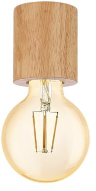 EGLO Deckenleuchte Turialdo, 1 flammige Aufbauleuchte Industrial, Vintage, Holz und Stahl, Deckenlampe in Natur, Schwarz, Aufbaulampe mit E27 Fassung, FSC zertifiziert