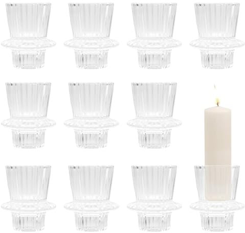 Zfseyuh Bougeoir Verre Transparent 10 Pièces Bougeoir Verre Pied Photophore Bougeoir en Verre Photophore en Verre Transparent pour Mariage Decoratif Noel Decoration Maison