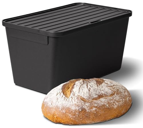 Novaliv Brotkasten Plastik mit Deckel 32x20x16,5cm Dose für Brot Brotkasten Kunststoff Aufbewahrungsbox Brot Brötchenbox IDEAL als Gärbox Sauerteig Teigwanne mit Deckel für Brotteig
