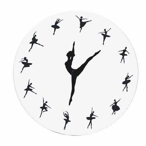 Haofy Balletttanz-Wanduhr, Geräuschlos, Acryl, Elegante Heimdekoration, Wohnzimmer, Schlafzimmer