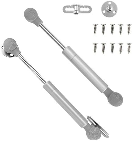 Qrity 2 Pièces Charnière à Ressort à Gaz, Vérins à Gaz 100 N, Charnières à Fermeture Douce, Rabat de Porte pour Armoire de Cuisine, 10 (Longueur Totale:270 mm)
