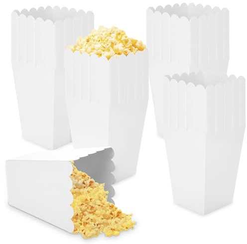 GBACHOOSE 100 Stück Popcorn Tüten, Popcorntüten Weiß, Popcorn Tüten Klein, Popcorn Box Weiss, Popcorntüten Klein, Popcorn Boxen für Filmabend, Geburtstagsfeier, Weihnachten