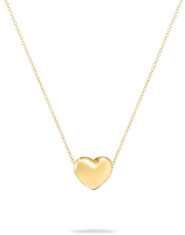 Echtzeit Halskette Puffy Heart - 45 cm, gold - verstellbare Kette aus Edelstahl mit romantischem Herzanhänger - 14K vergoldet - wasserfest & hautfreundlich