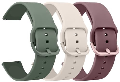 Mugust 20mm 22mm Uhrenarmbänder für Damen Herren, 20mm/22mm Silikonarmband, Schnellverschluss Uhrenarmband, Weiches Silikon Sport Ersatzarmband (22mm, Kieferngrün+Rauchviolett+Sternenlicht)