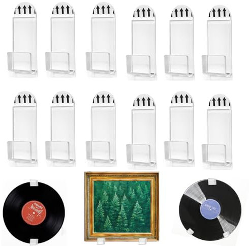 Babbblisio 12 Pcs Vinyl Record Wall Mount Display,Vinyl Record Display Clear Vinyl Record Display Record Storage Vinyl Wall Mount Vinyl Shelf Vinyl Holder Wall Album Record Wall Display Home Decor