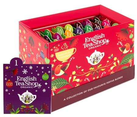 ETS - BIO Tee Adventskalender 2025 Christmas Countdown rot | Weihnachtskalender mit 24 Bio Tees | Perfekter Büro Adventskalender oder Geschenk