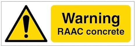 V Safety Warning RAAC Concrete Sicherheitsschild aus Hartplastik, Querformat, 300 x 100 mm, 1 mm