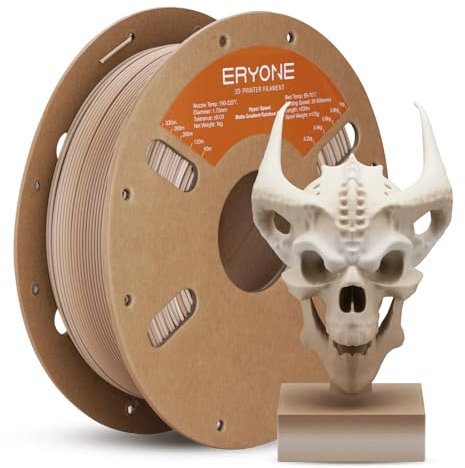 ERYONE Matte PLA 3D Drucker Filament 1.75mm, Matte Gradient Rainbow PLA, Maßgenauigkeit +/- 0.03 mm, 1 kg 1 Spule, Mattes mehrfarbiges PLA, Mattes Farbverlaufsfossil