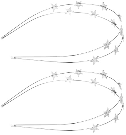 Sternen Haarreif,2 PCS Stern-Stirnband Strass Haarband Silber Dekorativer Kristall-Haarreifen Stern Gürtel Headband Haarschmuck für Frauen Party Mädchen Braut Brautjungfern