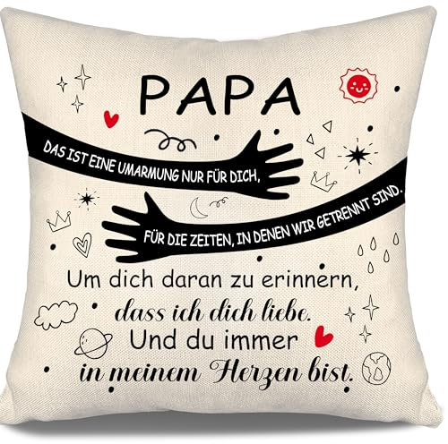 Aosumin Papa das ist eine Umarmung nur für Dich für die Zeiten in denen wir getrennt sind Kissenbezug für Papa Umarmung Geschenk für Papa Geburtstag Vatertag Bestes Papa Geschenk(Papa-a)