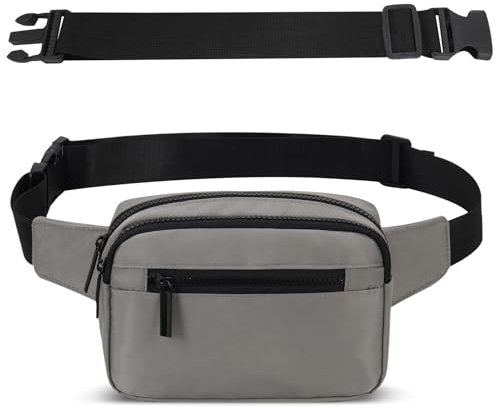 Sac Banana Femme Homme Sacoche Ville avec Ceinture Réglable Imperméable Sac à Taille avec 4 Poches pour Randonnée Cyclisme Balade Ville Festival Vacances Voyage Camping Outdoor Sport (Gris)