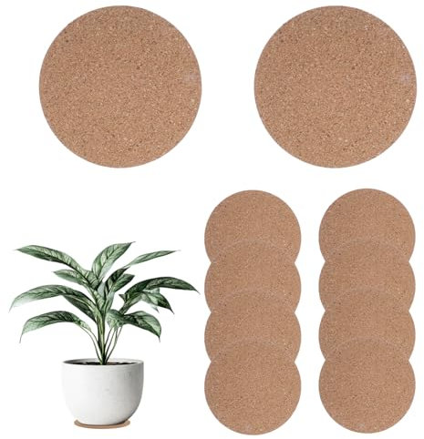 Oruola 10 Stück Korkuntersetzer Rund 10cm/15cm,Topfuntersetzer Kork,Korkuntersetzer für Gläser Töpfe,3 Größen von Kork Untersetzer für Blumentöpfe Kaffeetassen,Bierkrüge,Pfannen,Töpfe