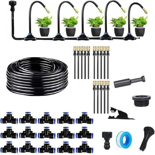 360° Curved Garden Automatic Irrigation System, Adjustable Nozzle, Water-Saving Design, Fogging Irrigation Kit, Quick Installation Drip Irrigation System for Garden Yard (49.2Ft Set)