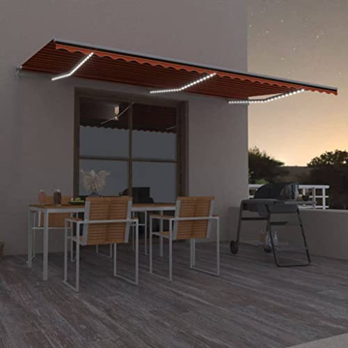 Festnight Store Banne Manuel 6x3 avec LED Auvent Rétractable à Bras Repliable Auvent de terrasse pour Balcons Terrasse et Jardin-Multicolore-600 x 300 cm