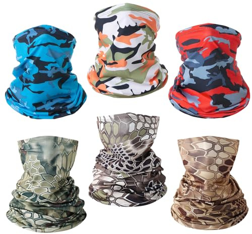 6 Pack Neck Gaiter Atmungsaktive Bandana Maske für Outdoor-Schutz Waschbar Wiederverwendbare Kühlgamaschenmaske Gesichtsbedeckung Schützen vor Staub Wind