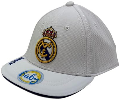 JYC CREATIVE Offizielle Kappe von Real Madrid, Fußballteam, Geschenk für Fußballfans, Kappe mit Visier für Damen und Herren, Weiß 1 (Kinder), One size