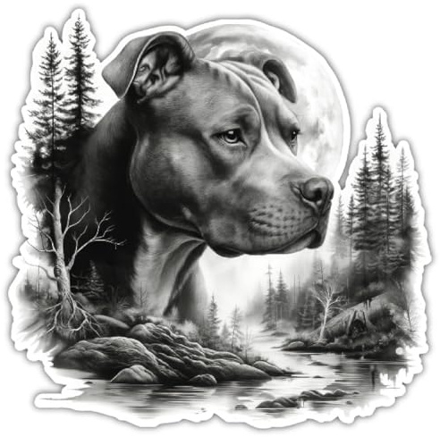 Samunshi® American Pit Bull Terrier im Wald Aufkleber Wohnmobil Aufkleber für Motorrad Fahrrad Roller oder Camper Camping Wohnwagen Mountainbike Rennrad Hund Dogo 40x40cm